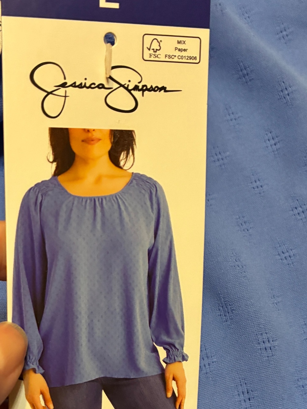 Jessica Simpson Light Blue Relaxed Peasant Top Size Large NWT